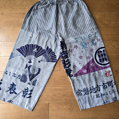 着物リメイク 手作り 鉄媒染 手ぬぐい パッチワーク パンツ キュロット