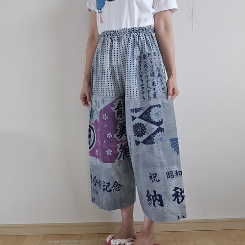 82　手染め大輔　着物リメイク　紬　ベストとパンツ　L〜フリーサイズ 82 手染め大輔 着物リメイク 紬 ベストとパンツ L〜フリーサイズ 82 手染め