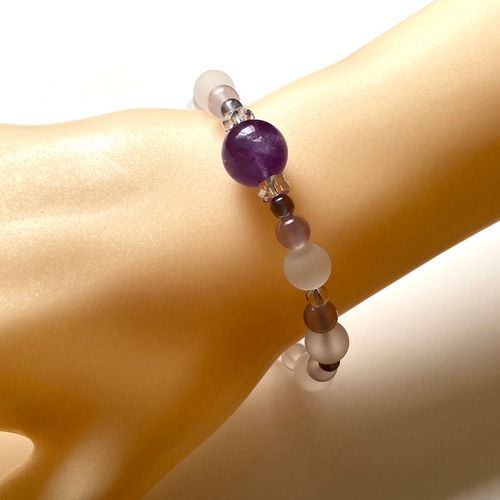 希少！14kgfパープルカルセドニーブレスレット 希少！14kgfパープル