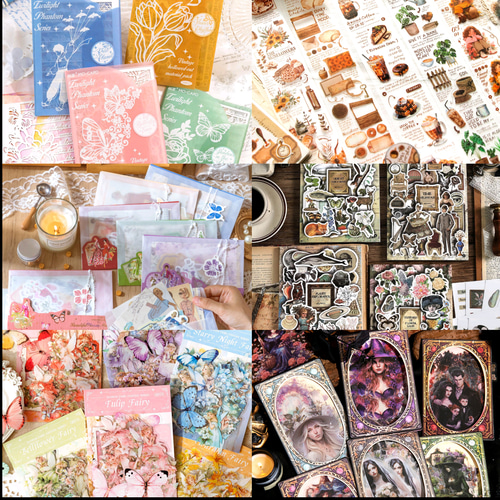 コラージュ素材 まとめ売り 500枚 素材紙 シール おすそわけ