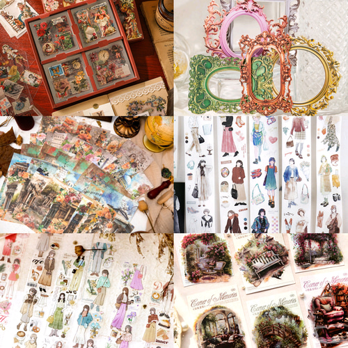 コラージュ素材まとめ売り② コラージュ素材 500枚セット 紙モノ シール まとめ売り