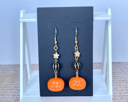 402,ハロウィンリング英字ピアス ハロウィンピアス/イヤリング A ピアス（フック・チェーン） *Triple