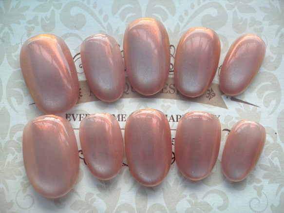 サーモンオーロラ・マグネットミラーネイルチップ 【ネイルチップ