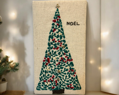 クリスマスツリー　刺繍絵　オブジェ 楽天市場】フランスのクロスステッチ 刺繍図案 赤いクリスマスツリー