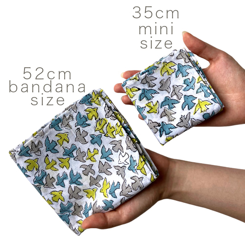 インド ブロックプリント バンダナ ハンカチ52cm角 選べるお得な2枚