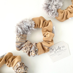 重ねて付けても単体でも♪ 大人かわいい 細シュシュセット ネイビー