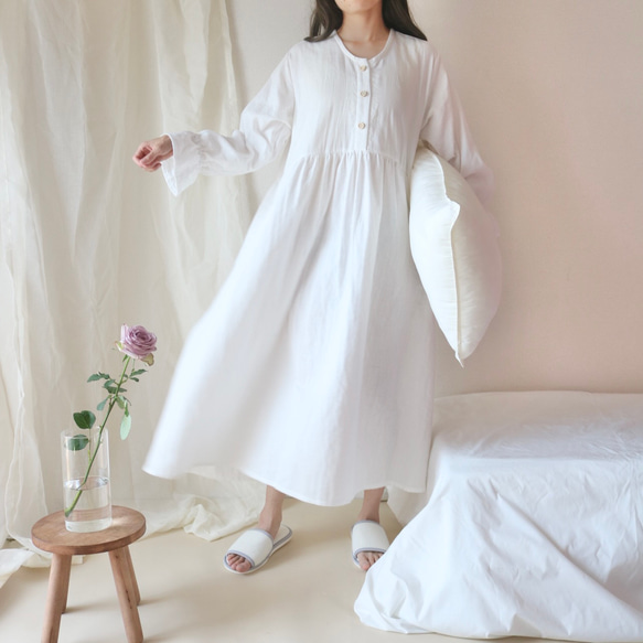 選べる8色】ネグリジェワンピース 国産ダブルガーゼ ふんわりやわらか