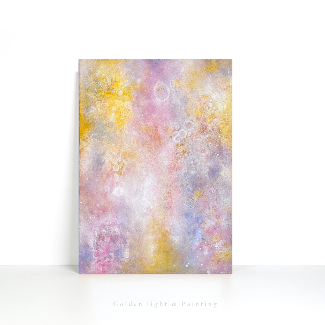 抽象画　心の影 アールデコ | 抽象画：星明かりの中を歩く 絵画 金色畫境之光