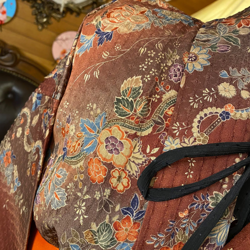 和洋折衷 着物 リメイク ワンピース ドレス 洗える 化繊 名古屋帯