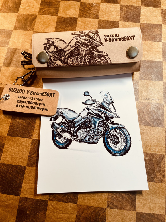 本革レザーキーケース Vストローム650XT オリジナルレザー3連キー