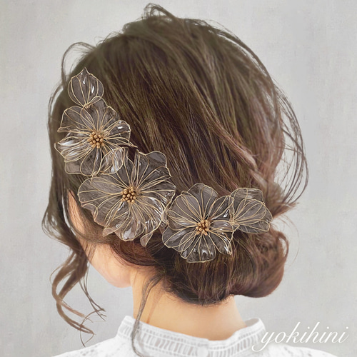 ディップフラワーの髪飾り》プリザーブドフラワー ディップアート
