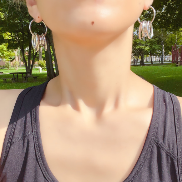 2way サージカルステンレス ピアス シルバー ステンレス フープ リング