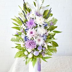 プリザーブドフラワー仏花 高さ50㎝ 百合 カラー ラベンダー