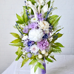 仏花　プリザーブドフラワー　ラベンダーとパープル　一対　花器なし 12d3f1f9d5a575805151b78f1cc522