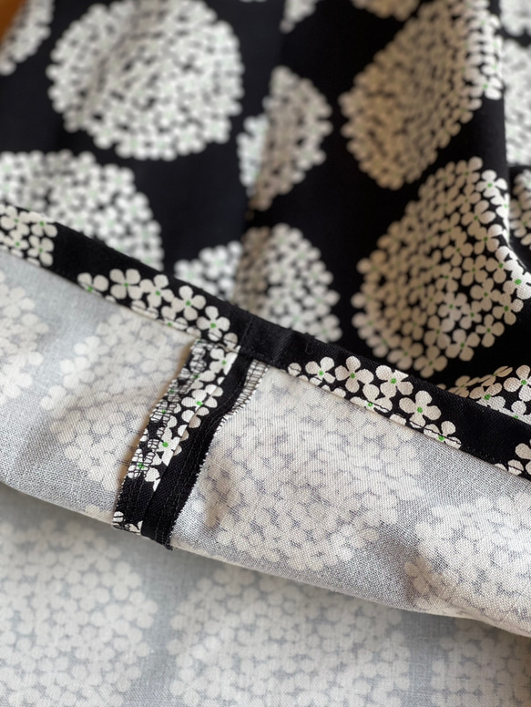 【サイズSから４L】北欧柄 １枚で履けるギャザースカート　黒 8枚目の画像