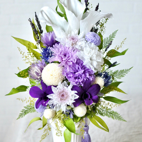 プリザーブドフラワー仏花 リリー カラー カーネーション