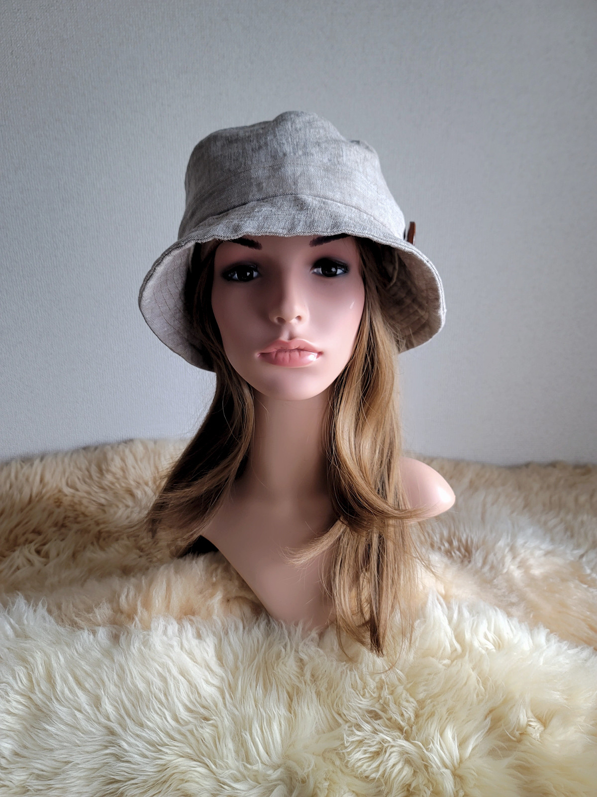 リネン100％★バケット ハット★63.5㎝★ベルト切り替えバージョン★ユニセックス