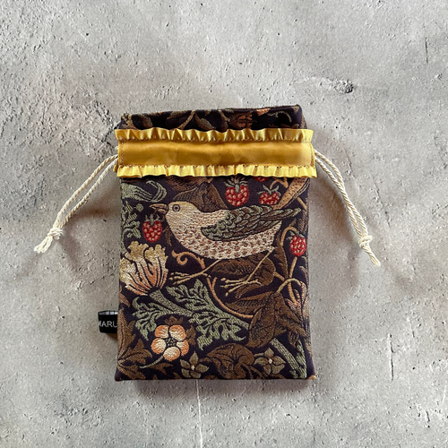 フリルリボンの巾着型タロット/オラクルカードケース ハンドメイド