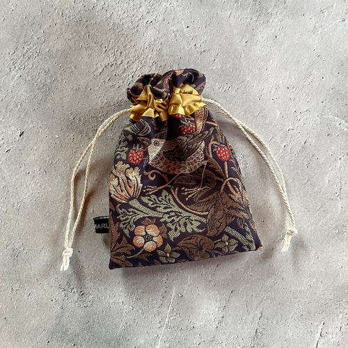 フリルリボンの巾着型タロット/オラクルカードケース ハンドメイド