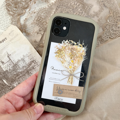 マスタードマーガレット❁︎ スマホ ブーケ かすみ草 ケース iface  