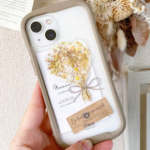 マスタードマーガレット❁︎ スマホ ブーケ かすみ草 ケース iface  
