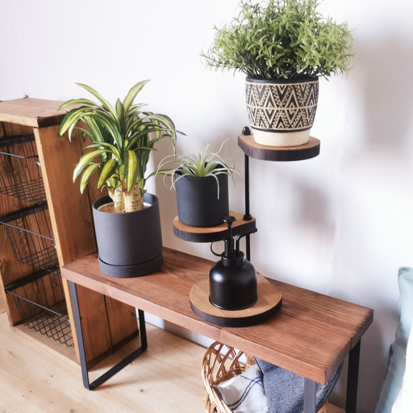 【コンクリート風】角に置ける小さなしずくのスタンドシェルフ / 3段タイプ / 360度回転 / 植木 花台 プランター 6枚目の画像