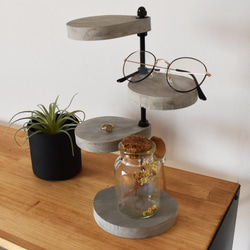 【コンクリート風】角に置ける小さなしずくのスタンドシェルフ / 3段タイプ / 360度回転 / 植木 花台 プランター 1枚目の画像