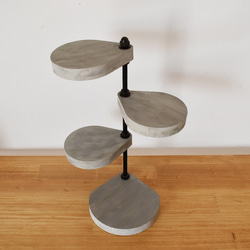 【コンクリート風】角に置ける小さなしずくのスタンドシェルフ / 3段タイプ / 360度回転 / 植木 花台 プランター 3枚目の画像