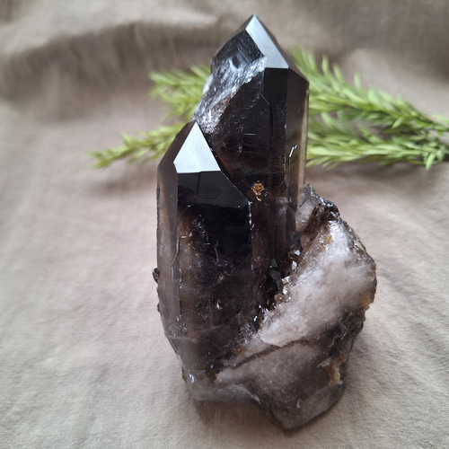 モリオンポイントクラスター原石No.1698 約1kg モリオン原石ポイント694g+水晶ブロック500gの2点セット