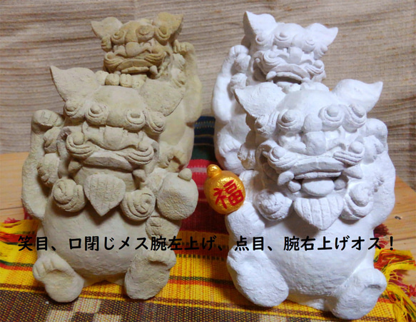 在庫販売）招きシーサー1体のみ/点目正面向き腕右上げ 招き猫