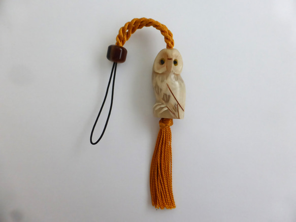 根付　友一作　ふくろう 根付友一作ふくろう