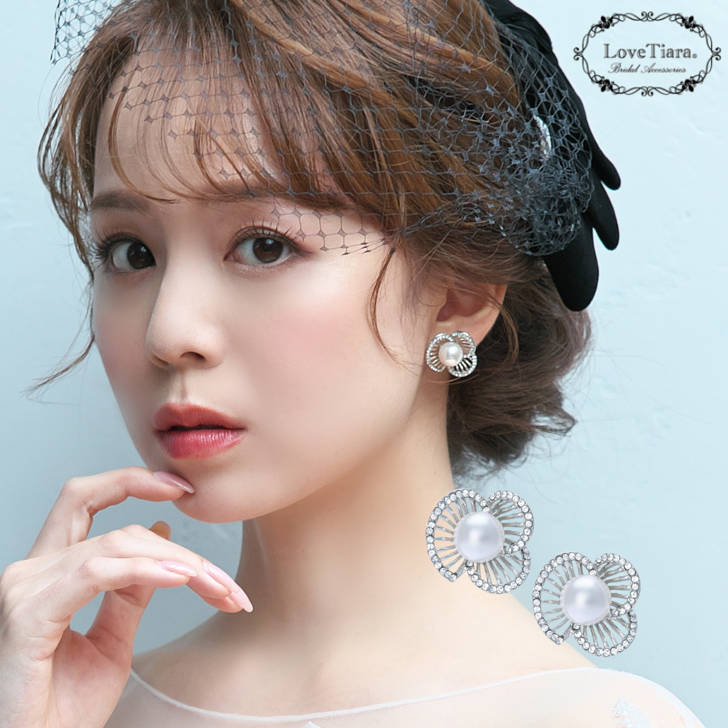 カメリアパールイヤリング/ピアス PE-10|ウエディング 結婚式 花嫁 花 パーティー お呼ばれ ゲスト フラワー