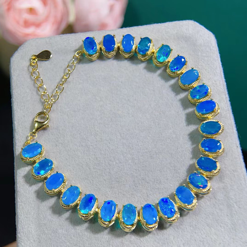 ♡ブルーオパールブレスレット♡ 天然ブルーオパールブレスレット ブレスレット Fun Fun 通販 18178868