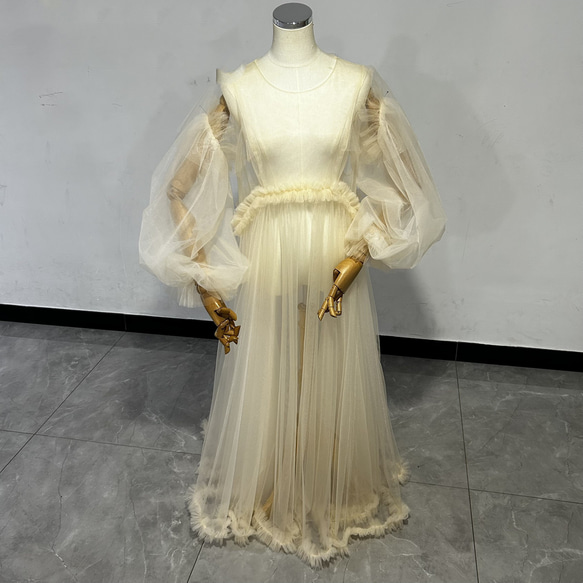 送料無料！高品質！ 妊婦ドレス マタニティ 写真撮影 シャンパン色  