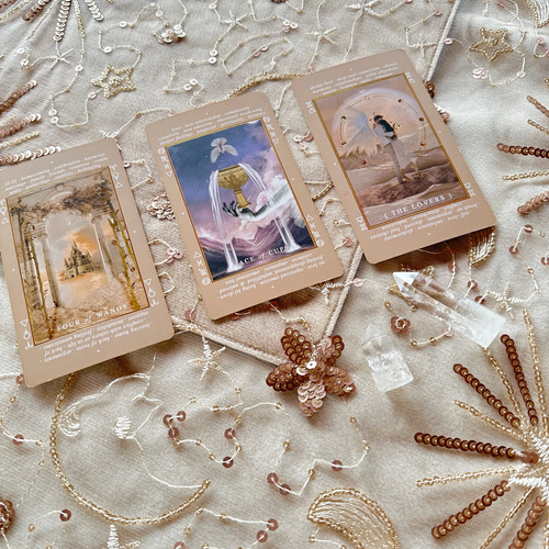 インド刺繍お花リボン＆フリルレース Beige ハンドメイドタロット