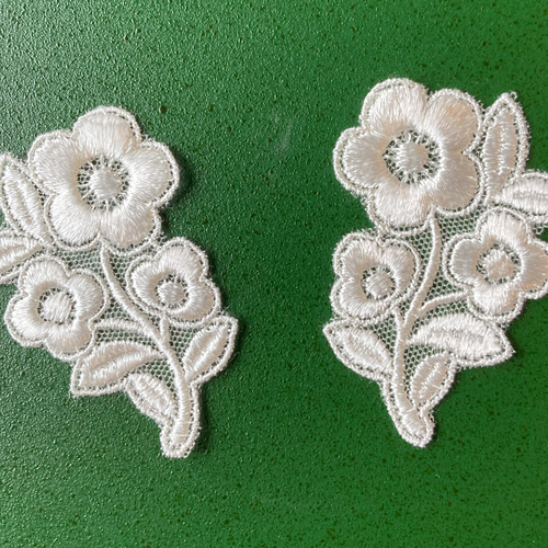 ケミカルレース 花レースモチーフ左右組x2＝4枚セット ＃3173AP