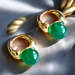 アシンメトリー イヤークリップ ピアス イヤリング セット 緑