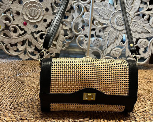 JAMIN PUECH ベージュ レザー ラタン ショルダーバッグ ハンドバッグ JAMIN PUECH ベージュ レザー ラタン ショルダーバッグ ハンドバッグ