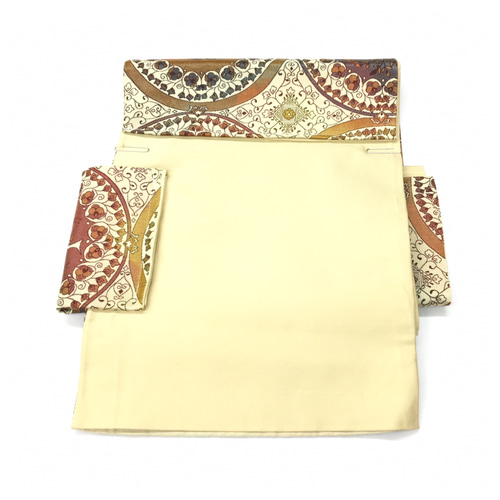 B30193◇袋帯◇正絹◇未使用品◇ベージュ◇ 緩い 