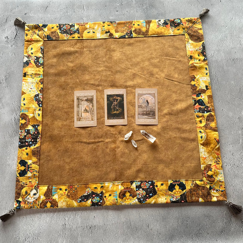 【再販】USAコットン☆エスニックキャットプリント ハンドメイドタロットクロス USA cotton エスニックキャットデザイン タロットクロス