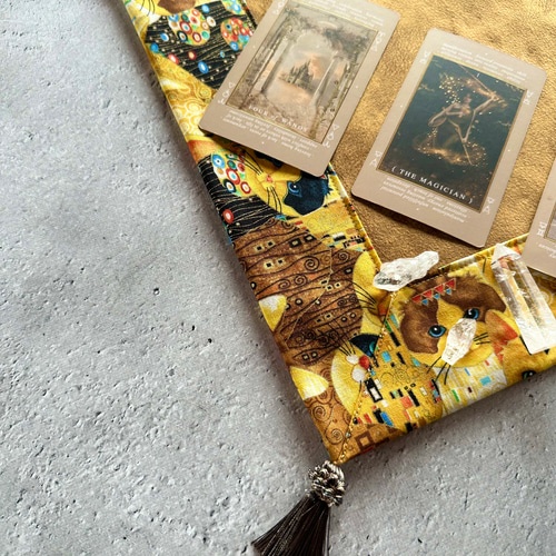 【再販】USAコットン☆エスニックキャットプリント ハンドメイドタロットクロス 再販】USAコットン☆エスニックキャットプリント ハンドメイド