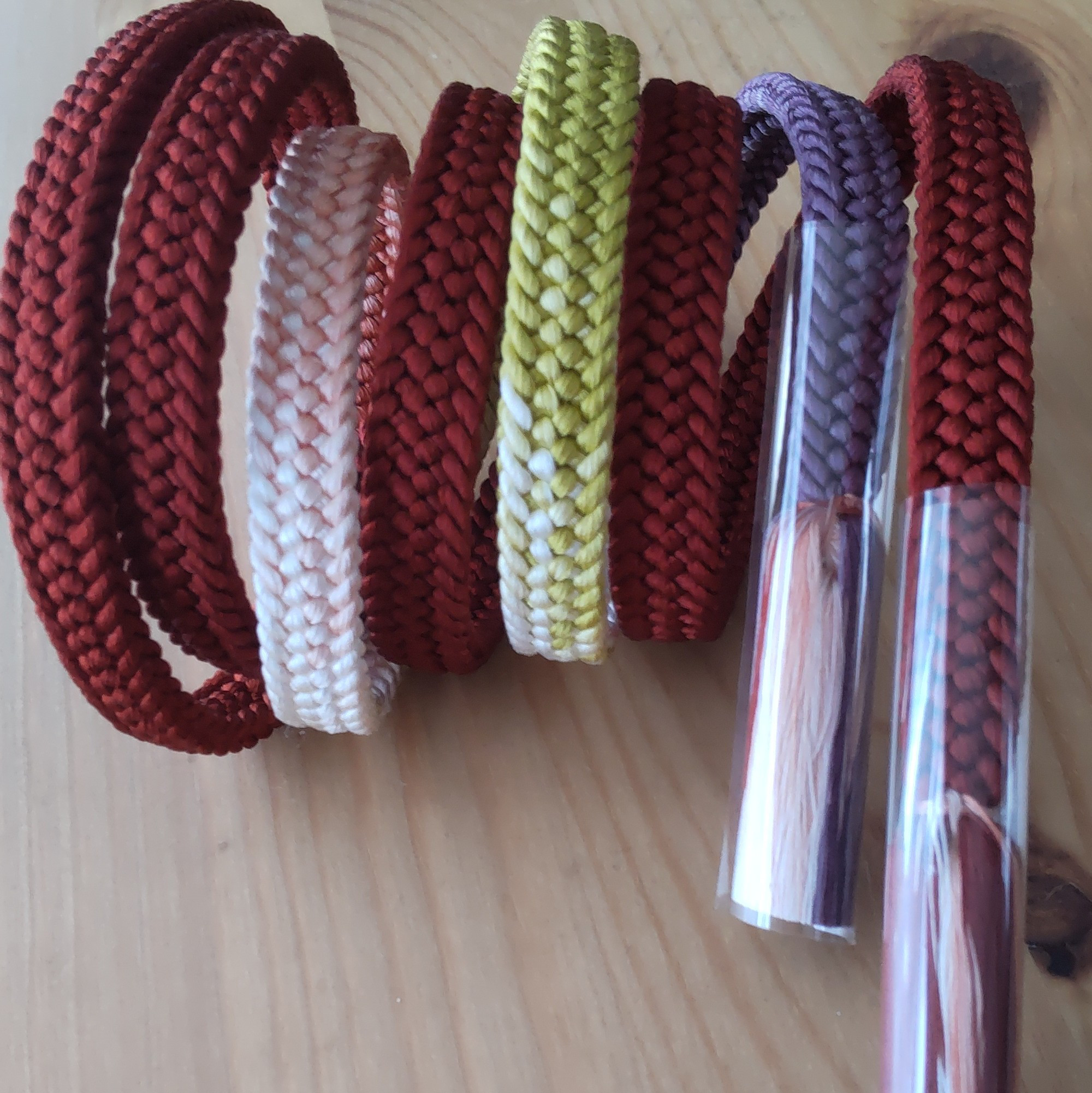 帯締め 平組 手組み 組紐 茜色