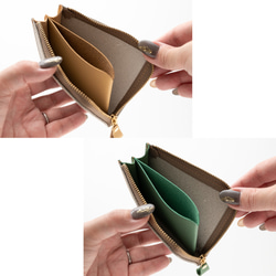 マチあり L字ファスナー コインケース 【 バイカラー シュリンクレザー 】 秋色 ミニ財布 HW12K 6枚目の画像