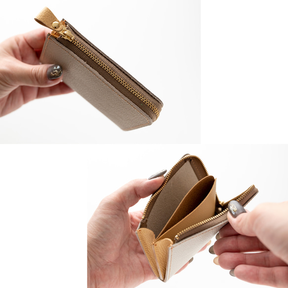 マチあり L字ファスナー コインケース 【 バイカラー シュリンクレザー 】 秋色 ミニ財布 HW12K 9枚目の画像