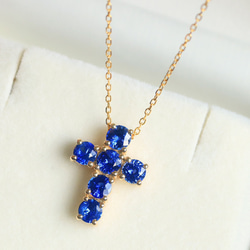 k18クロスモチーフ ネックレス クロスモチーフ サファイアネックレスk18 ネックレス