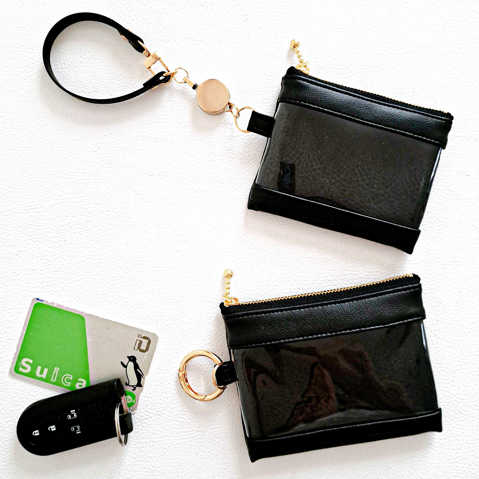 透明窓付き パスケース ICカードケース スマートキーポーチ