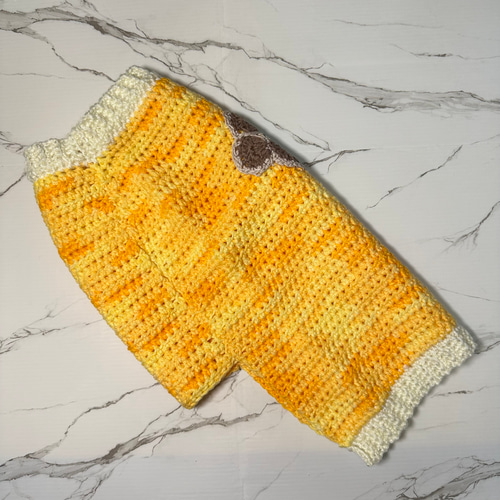 犬服 手編み 冬服 肉球ニット♡ オレンジ ダックス ペット服