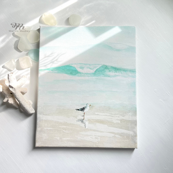 ☆原画☆ 6月の海 アクリル絵の具 F3キャンバス 送料無料 絵画