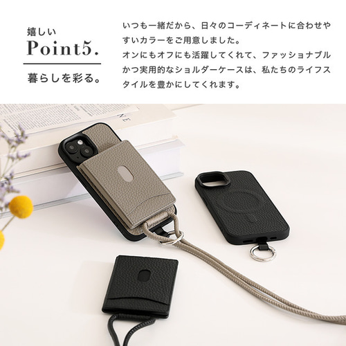iPhone ケース MagSafe対応 スマホショルダー シュリンクレザー