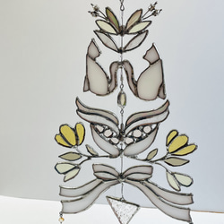 ステンドグラス 水に浮かぶアヒル サンキャッチャーパネル モビール